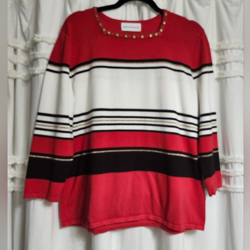 Alfred Dunner Red Top with Gold Studs. Size Large